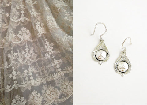 Dainty, faceted center, filigree Victorian earrings - Lai