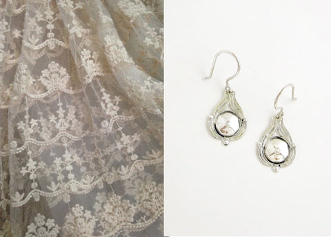 Dainty, faceted center, filigree Victorian earrings