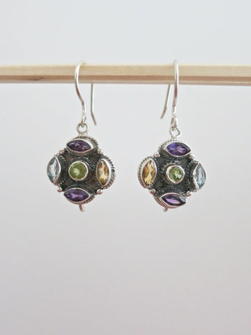Dainty multi-color gemstones earrings