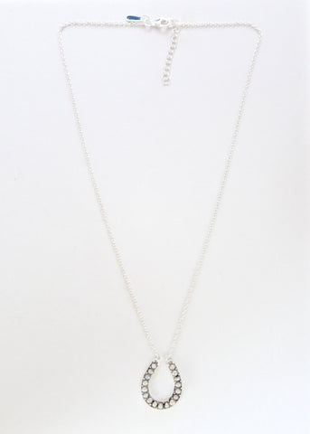 Dainty, pearl encrusted horse-shoe pendant necklace - Lai