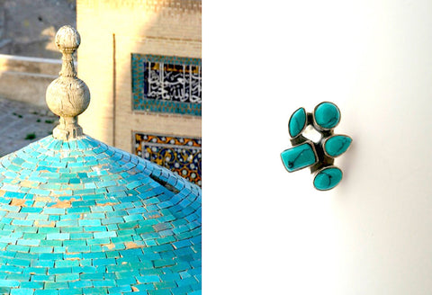 Dainty, Samarkand cluster of turquoise studs