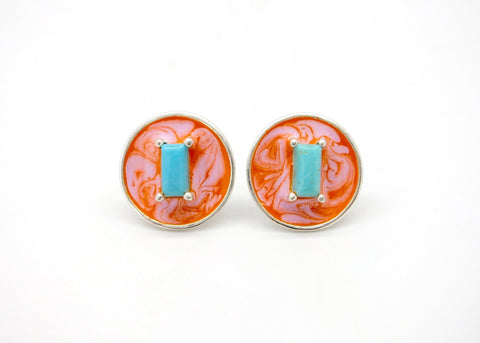 December (enamel marbling birthstone earrings) - Lai