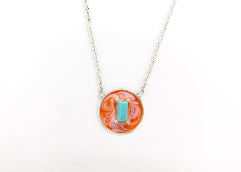 December (enamel marbling birthstone necklace)