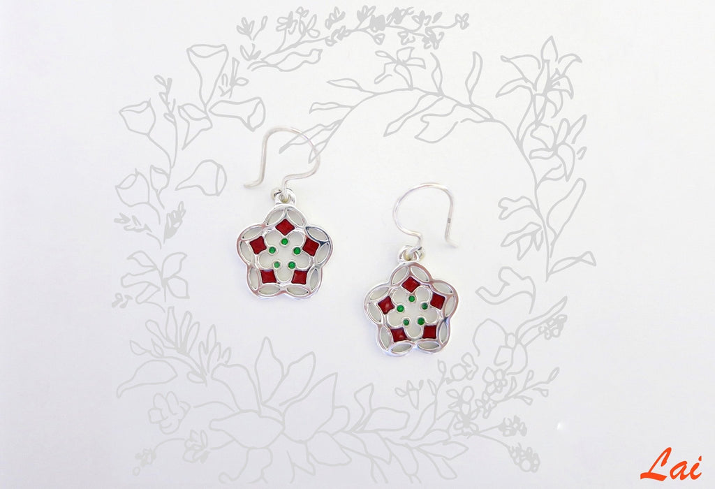 Delicate, small floral enamel earrings - Lai