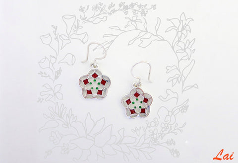 Delicate, small floral enamel earrings - Lai