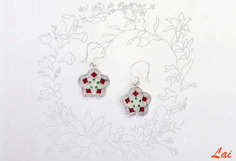 Delicate, small floral enamel earrings