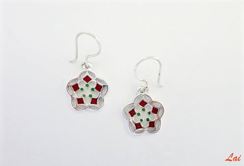 Delicate, small floral enamel earrings - Lai