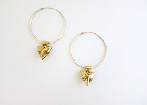 Elegant, detachable, gold-plated brass lockets on sterling silver hoops