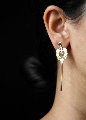 Elegant, gold plated, two-tone 'Zeenat' earrings - Lai