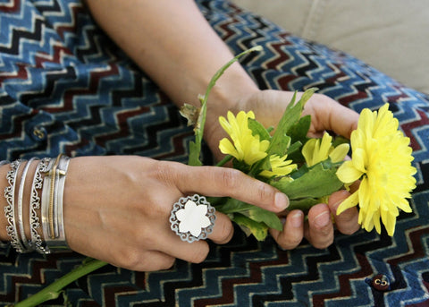 Elegant, Kutch-inspired, three bangle stack - Lai