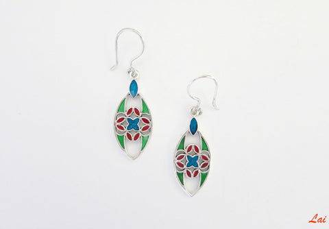 Elegant, navette shape multi color enamel earrings (available in 2 colorways) - Lai