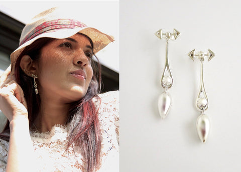 Elegant, sleek, minimalist Victorian drop earrings