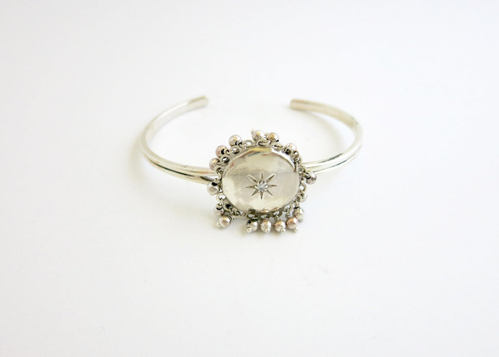 Ethereal, vintage inspired, sterling silver round locket bracelet - Lai