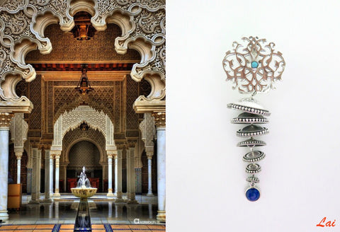 Exquisite, 7-tiered arabesque chandelier earrings - Lai