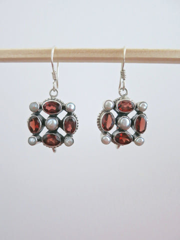 Exquisite garnet and pearl earrings