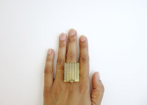 Exquisite, gold-plated brass rectangular drawer ring - Lai