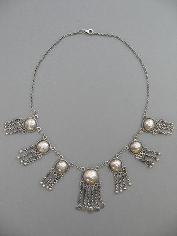 Exquisite, hammered disc and fringe Kashmiri necklace - Lai