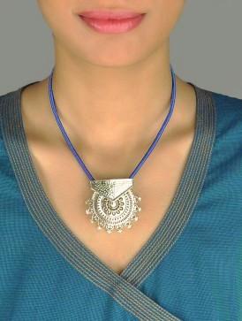 Exquisite, Kutch-inspired, round sunburst jali pendant with hammer finish - Lai