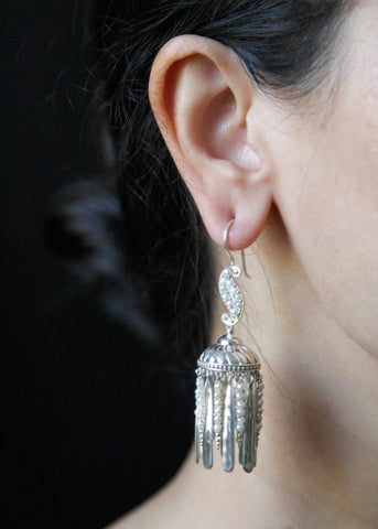 Exquisite, pearl encrusted Victorian chandelier earrings/jhumkas - Lai