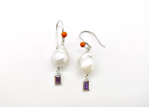 February (baroque pearl birthstone earrings) - Lai