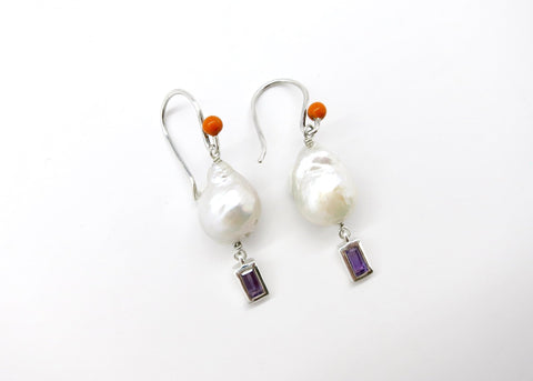 February (baroque pearl birthstone earrings) - Lai