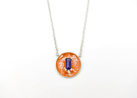 February (enamel marbling birthstone necklace) - Lai