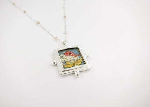 Ganesha miniature painting pendant on a floating pearl chain - Lai