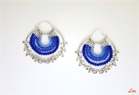 Glamorous, blue ombre' arabesque-inspired hoops - Lai