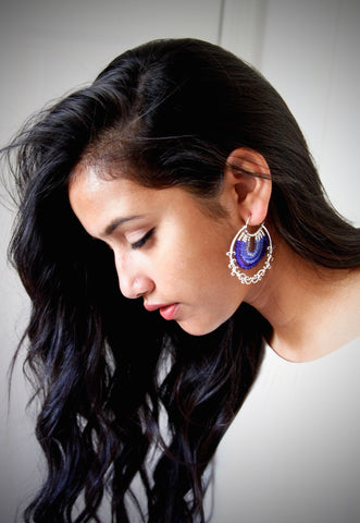 Glamorous, blue ombre' arabesque-inspired hoops - Lai