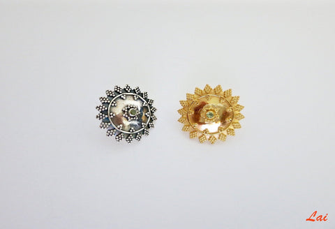 Gold-plated, festive, granulation work nose pin - Lai