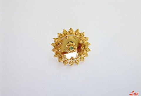 Gold-plated, festive, granulation work nose pin - Lai