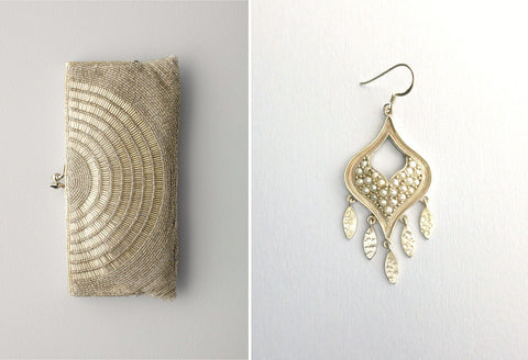 Gorgeous, pearl encrusted earrings with a fringe
