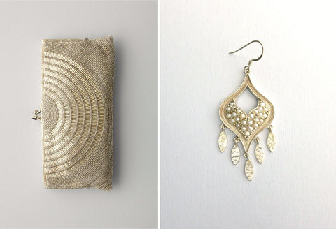 Gorgeous, pearl encrusted earrings with a fringe - Lai