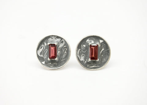 January (enamel marbling birthstone earrings) - Lai