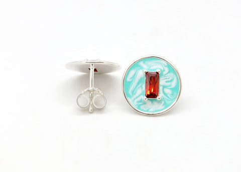 July (enamel marbling birthstone earrings) - Lai