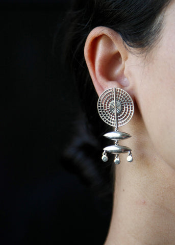 Kellan shield and chain, front-back, modular earrings - Lai