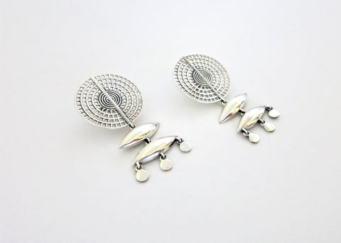 Kellan shield and chain, front-back, modular earrings - Lai