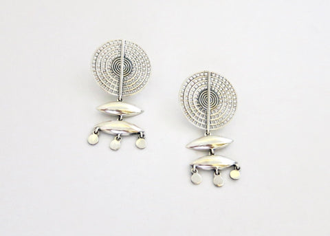 Kellan shield and chain, front-back, modular earrings - Lai