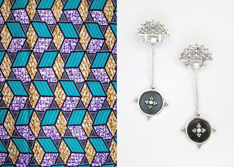 Kirabo dangling lattice and granulation earrings - Lai