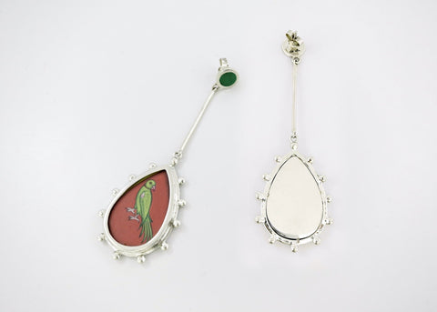 Long, sleek, dangling 'tota' (parrot) earrings - Lai