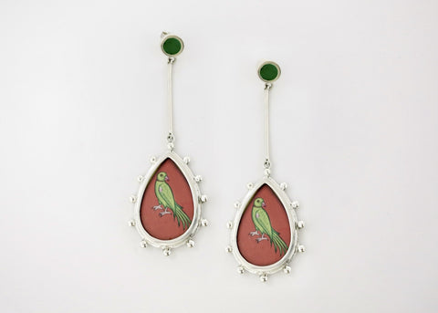 Long, sleek, dangling 'tota' (parrot) earrings