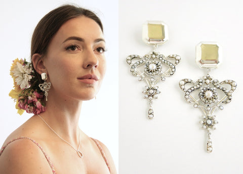 Luxurious, opulent, pearl encrusted statement earrings