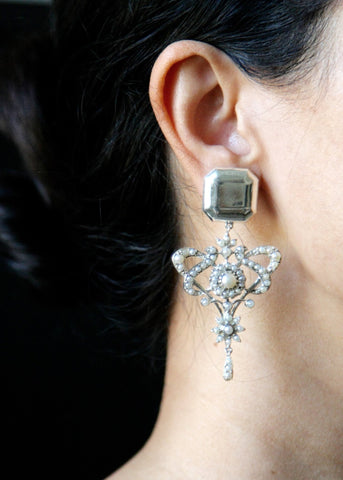 Luxurious, opulent, pearl encrusted statement earrings - Lai
