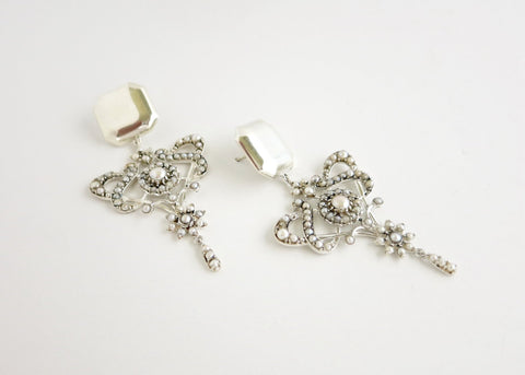 Luxurious, opulent, pearl encrusted statement earrings - Lai
