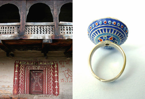 Magnificent, Multani, round mirror ('arsi') enamel ring - Lai