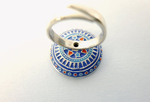 Magnificent, Multani, round mirror ('arsi') enamel ring - Lai