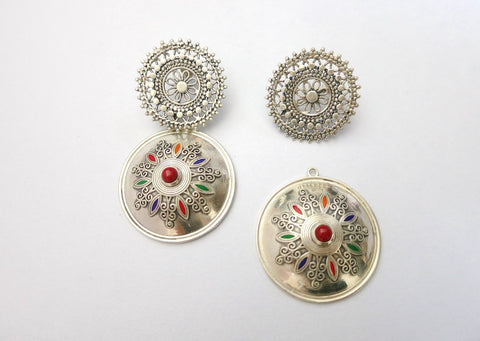 Magnificent, statement earrings with a detachable filigree top - Lai