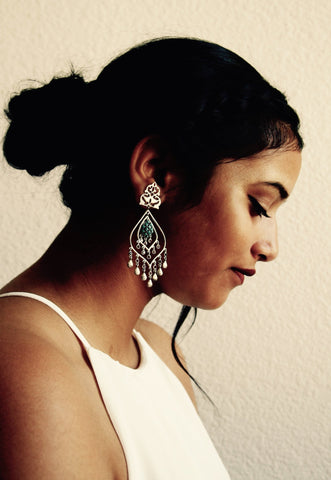 Majestic, turquoise and garnet chandelier earrings - Lai