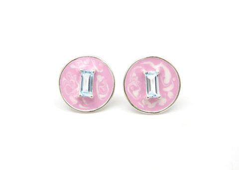 March (enamel marbling birthstone earrings) - Lai