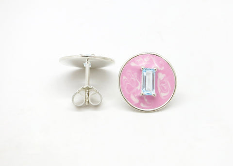 March (enamel marbling birthstone earrings) - Lai